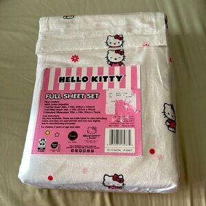 Hello Kitty Twin Pink White Sheet set with 2 pillow cases. NEW with tags!